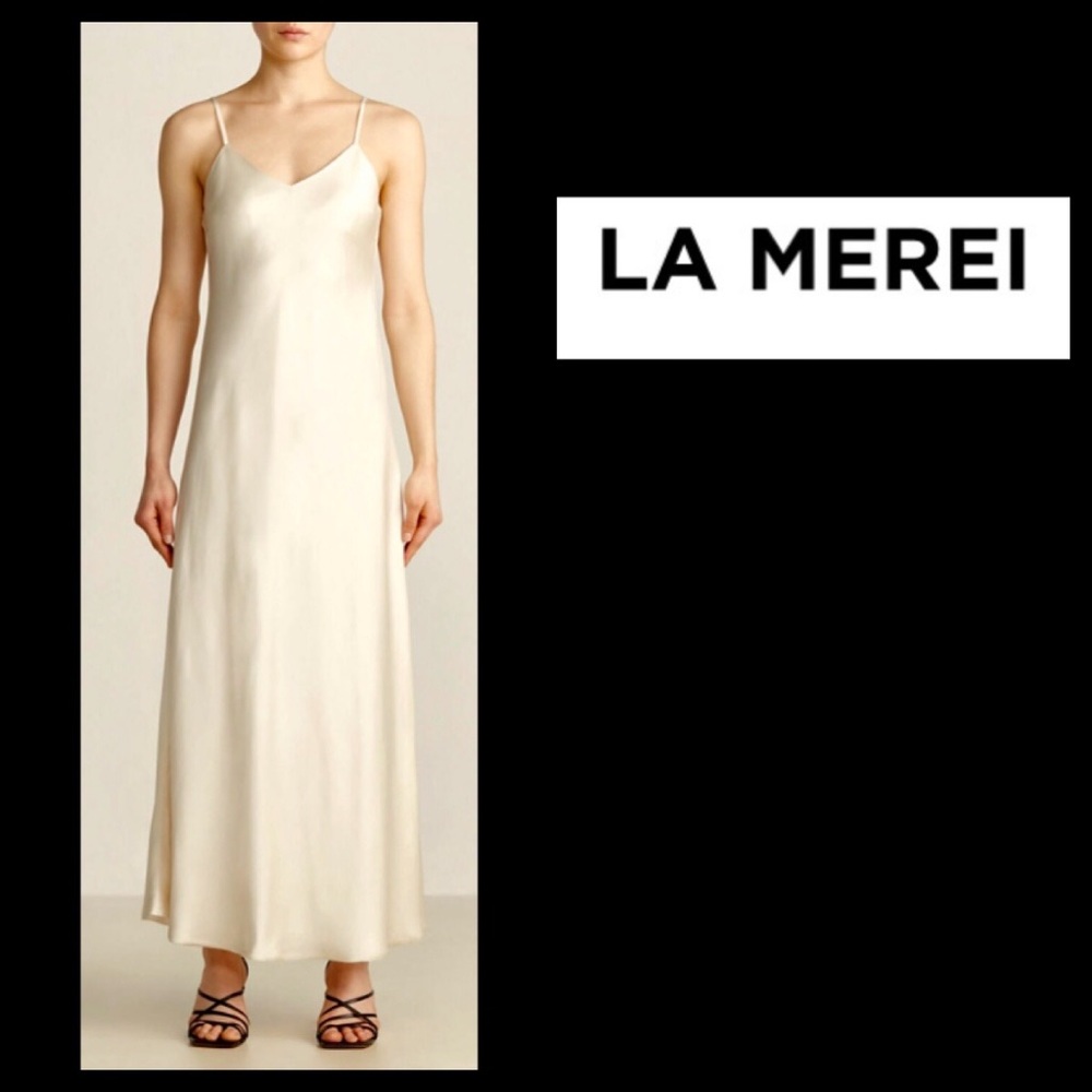 ♥️SOLD♥️LA MEREI Satin Slip Maxi Dress White - Picture 2 of 4
